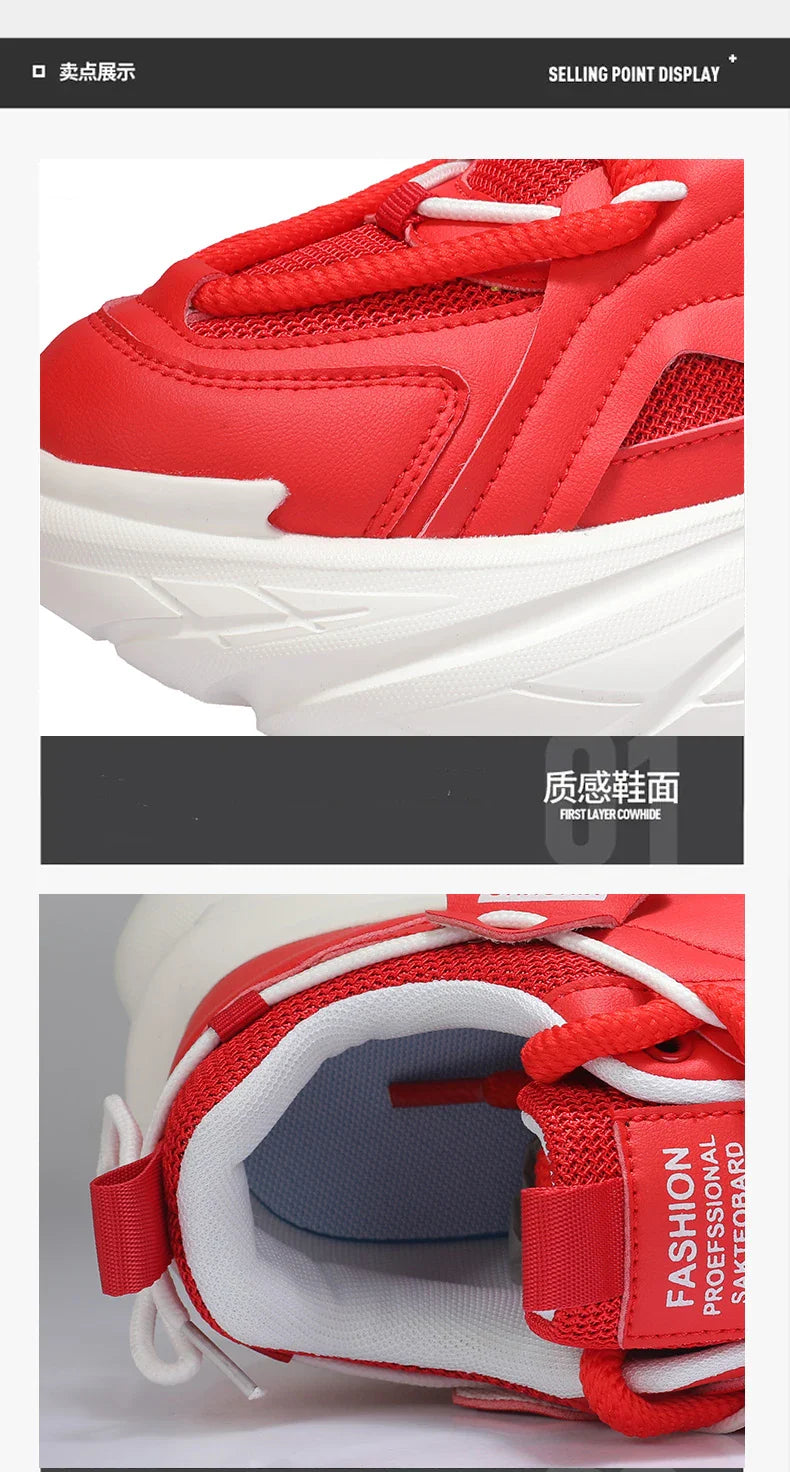 Men's Sneakers British Style Casual Platform Shoes For Men Sport Running Athletic Basketball Punk Red Sneakers Male 2025 Good