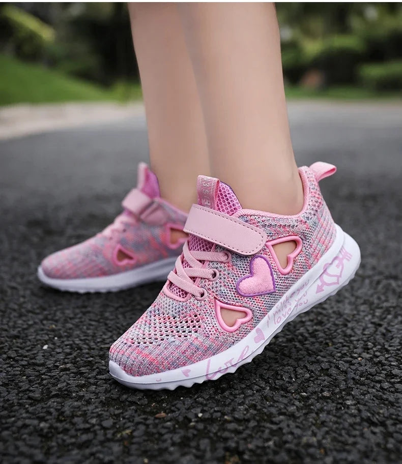 2025 Girls Casual Shoes Children Light Mesh Sneakers Kids Summer Autumn Tenis Cute Sport Cartoon Running Sock Footwear Female