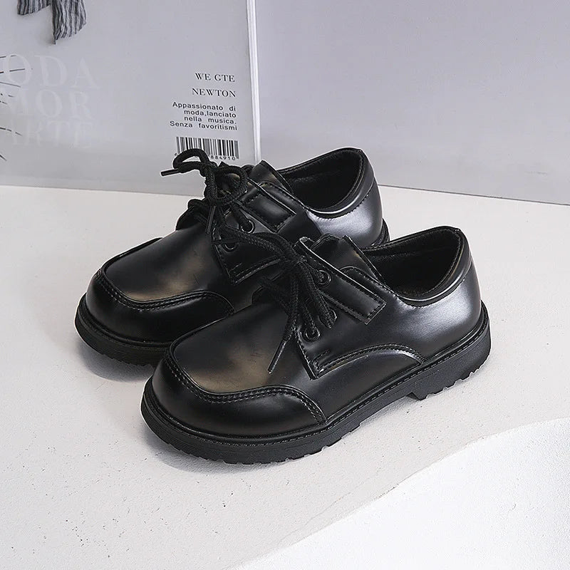 Children School Uniform Shoes Black Matte Glossy Boys Performance Shoes Chic 2025 Spring Autumn Kids Formal Shoes Soft Bottom