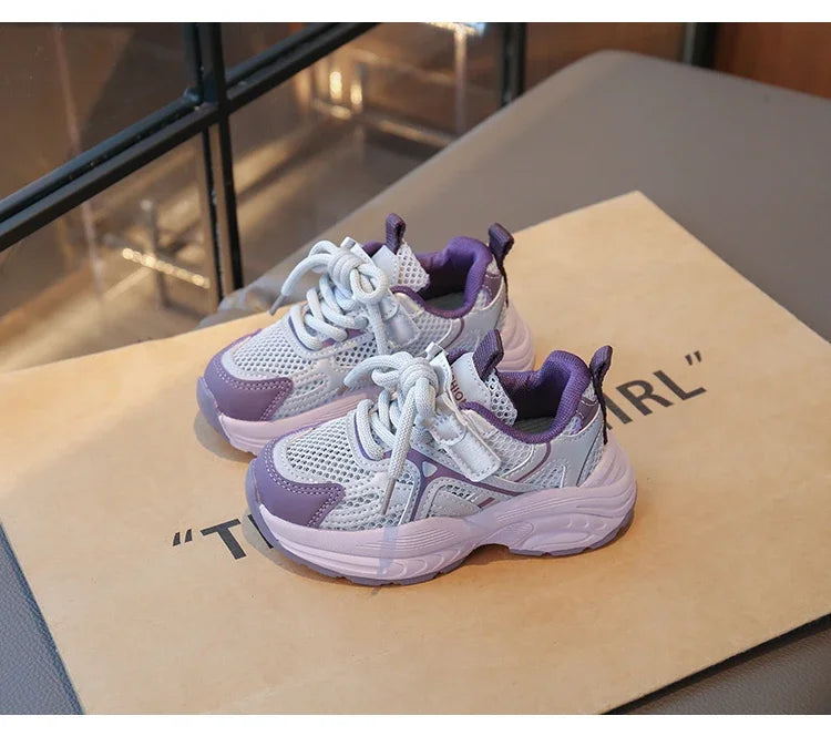 Kids Sneakers Mesh Breathable Girls Running Shoes Non-slip Thick Soft Sole New Children Sports Shoes Mesh Breathable Trendy