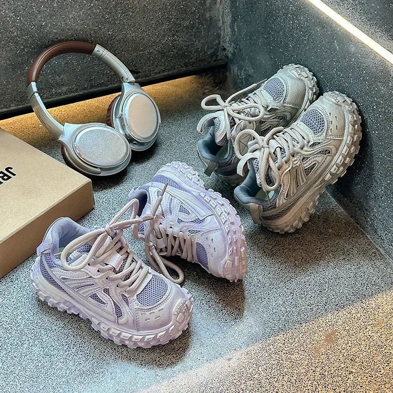 Children Running Shoes Non-slip Boys Girls Sneakers Mesh Breathable 2025 Spring Autumn New Kids Sports Shoes Thick Soft Bottom