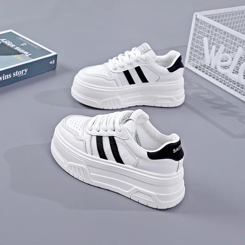 White Sneakers for Women Versatile Thick-Soled Height-Increasing Summer Height-Increasing Sports Casual Board Shoes