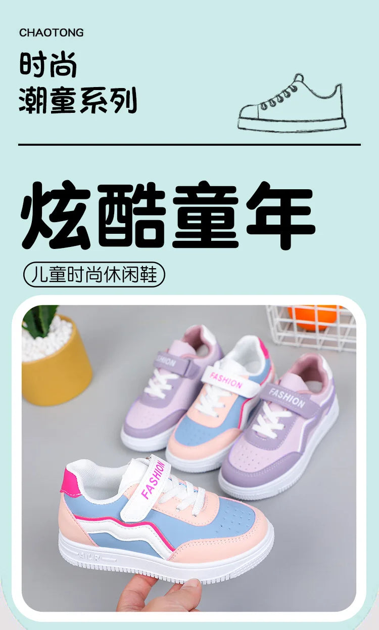 Girl's Fashion Non-slip Sneakers Purple New Casual Shoes Students Running Shoes Kids Children Girls Breathable Outdoor Shoes
