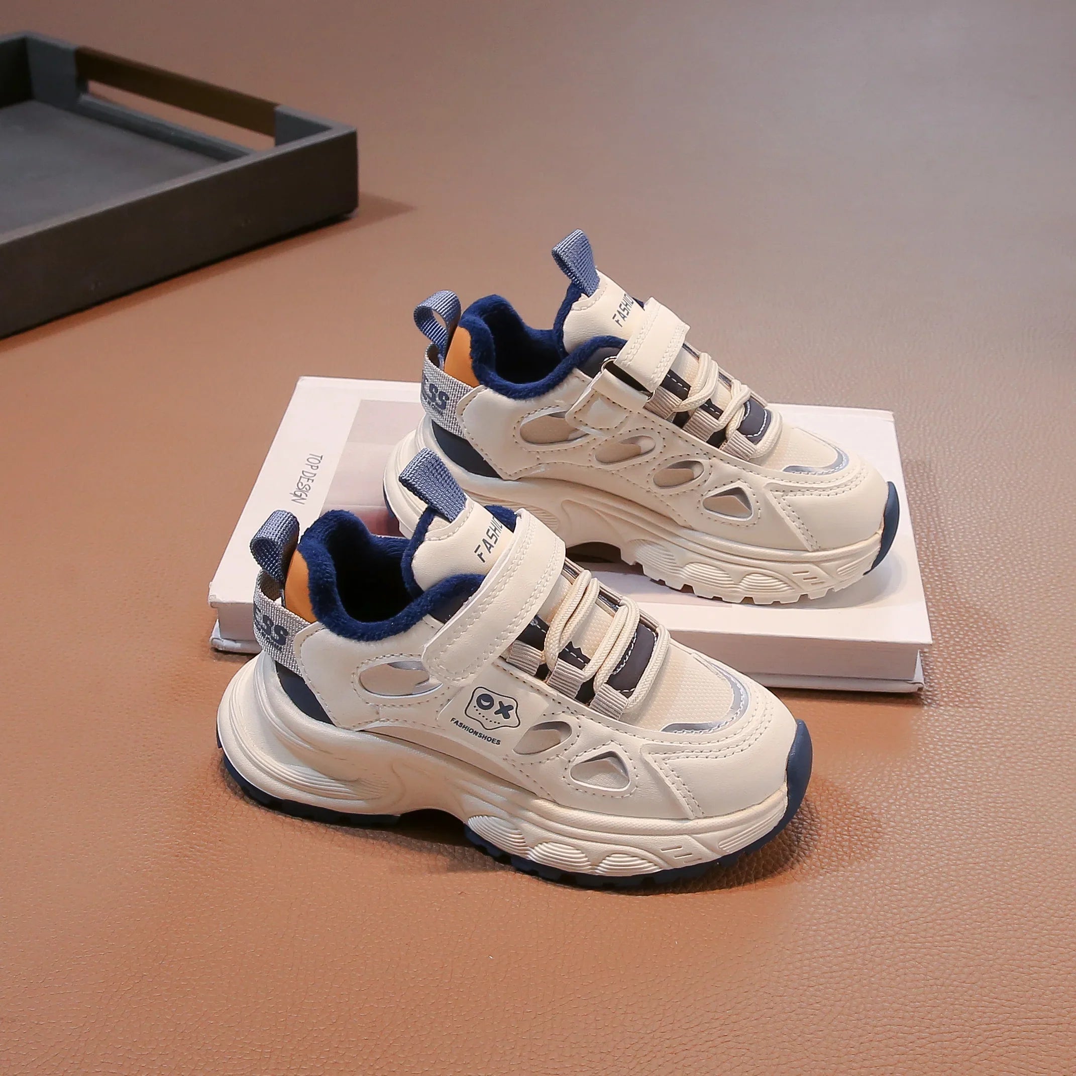 Warm Winter Kids Sneakers: PU Leather, Anti-Slip Rubber Sole, Lightweight Sports Shoes for Boys & Girls