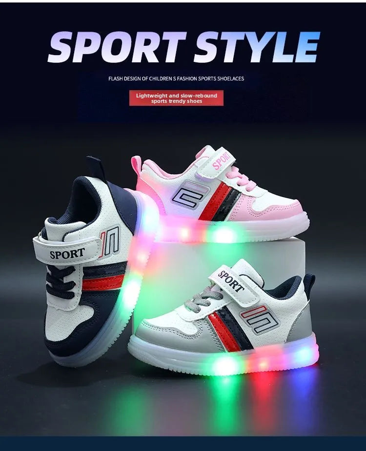 Boys Sneakers Sensor Lights Luminous Board Shoes Lightweight Skateboard Sneaker Kids Toddler Shoe Girls Walking Sport Footwear