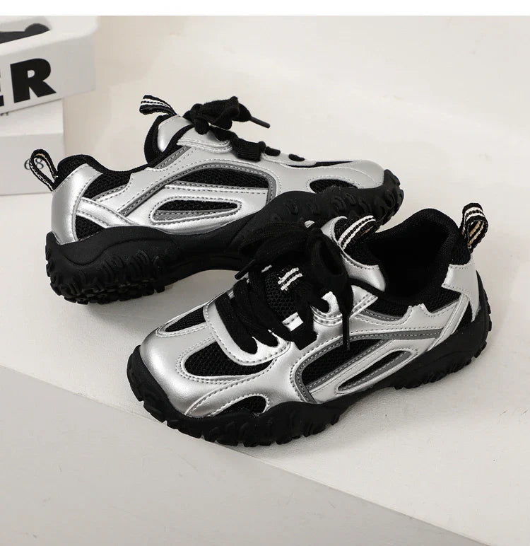 Boys Girls Skate Sneakers 2025 New Autumn Toddler Walking Shoes Soft Sole Non-slip Versatile School Outdoor Mountain Trainers
