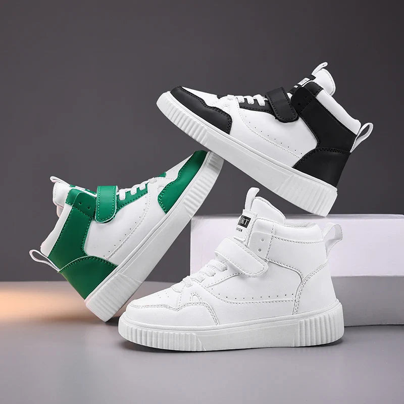 New High Top Childrens Boy Sneakers Outdoor Running Basketball Kids Sports Shoes Non-slip Luxury Pu Leather Boys Sports Shoes
