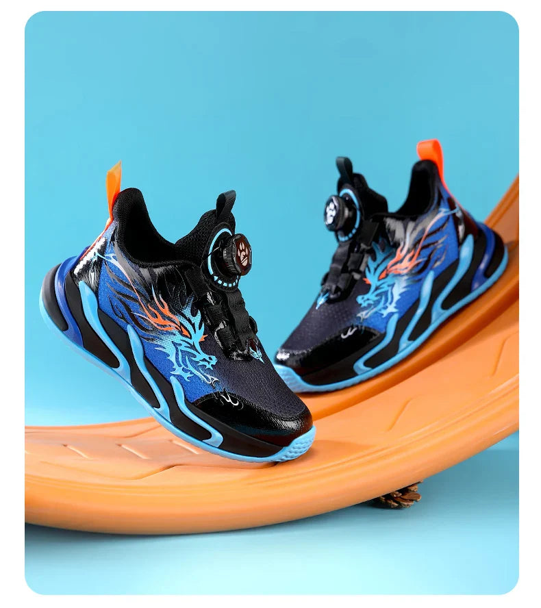 2025 New Children's Casual Sneakers Fashion Rotary Buckle Sports Shoes Kids Running Sneakers Spring Comfortable Boy Trainers