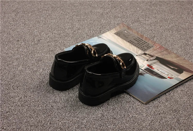 Children's Shoes Girls Autumn Princess Fashion Leather Shoes Kids Soft Sole British Style Black Student Performance Shoes