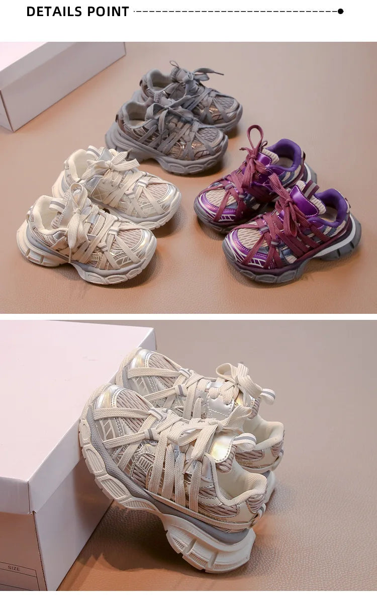 Children's Sneakers Chunky New Girls Basketball Shoes Fashion Versatile Kids Causal Boys Sports Shoes for School Breathable