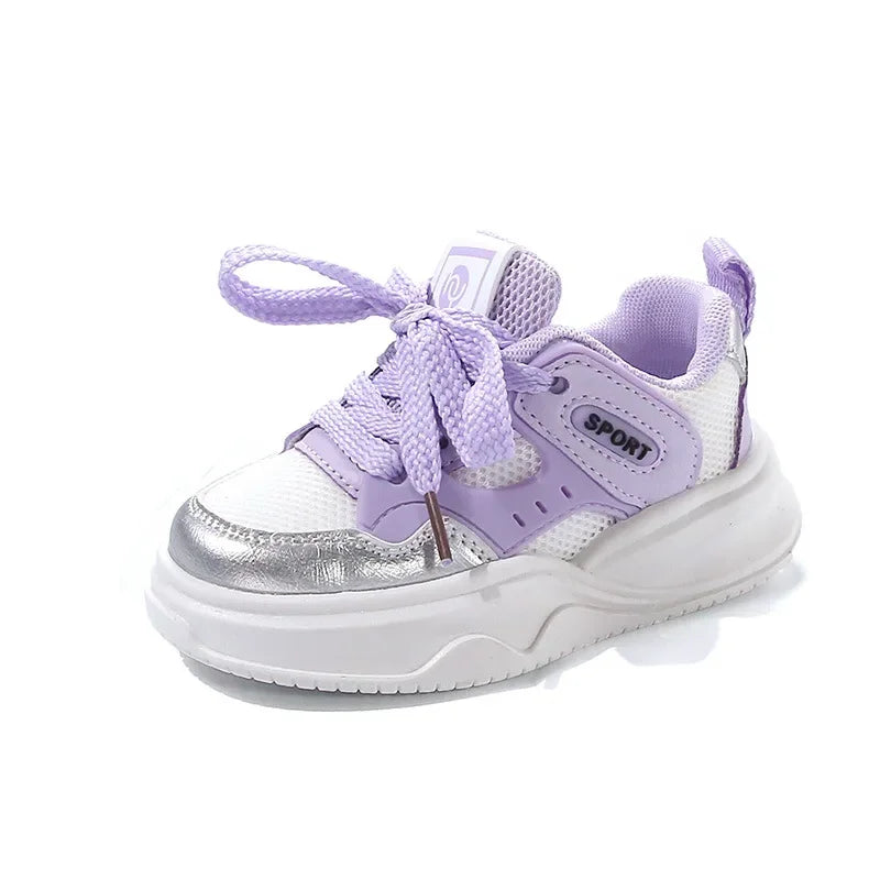 Students Sneakers Soft Sole Girls Running Shoes Mesh Breathable 2025 New Fashion Toddle Children Sports Shoes Non-slip Trendy