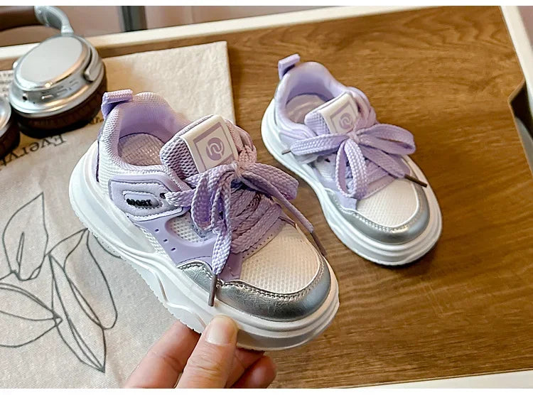 Students Sneakers Soft Sole Girls Running Shoes Mesh Breathable 2025 New Fashion Toddle Children Sports Shoes Non-slip Trendy