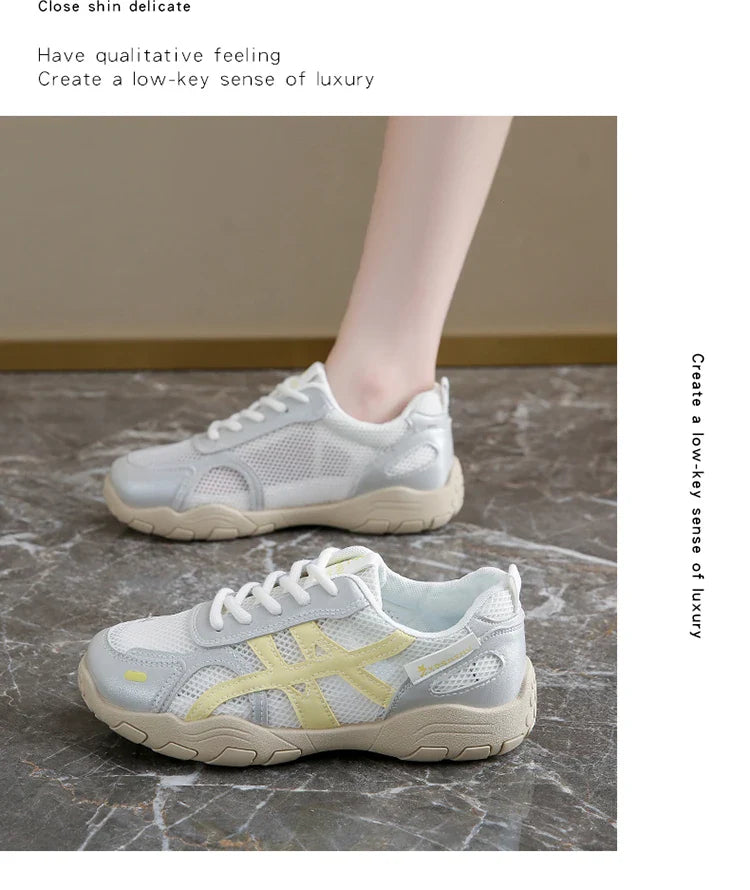 Women's Shoes Casual Platform Shoes Women Round Toe Lace-Up Tennis Vulcanized Sneakers New Style Korean Couple Elderly Shoes