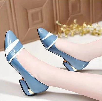 Woman Pumps Office Shoes For Women Pointed Toe Square Heels Low Heel Elegant Luxury Leather Casual Stylish With Premium A