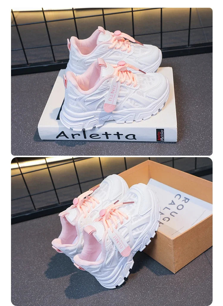 Girls Sneakers  Children Casual Shoes Mesh Platform Designer Tennis Sneaker 6 To 12 Years Kids Sports Shoe for Girl
