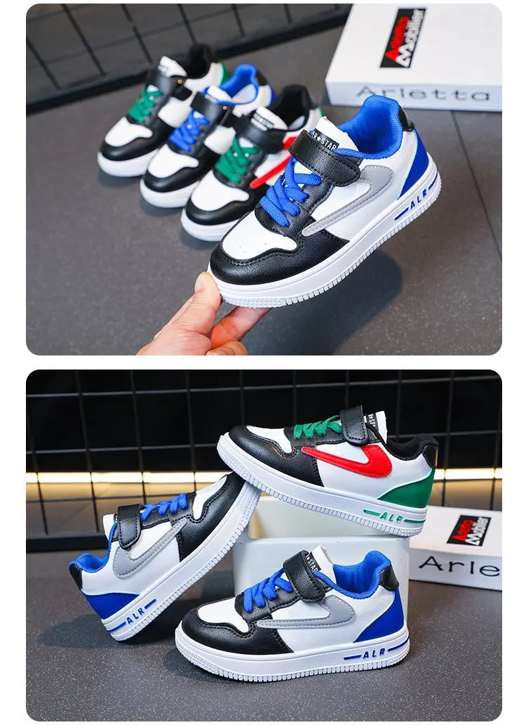 Boys' Single Shoes 2025 Spring Autumn New Breathable Color Block Board Shoes for Kids Sports Casual Sneakers