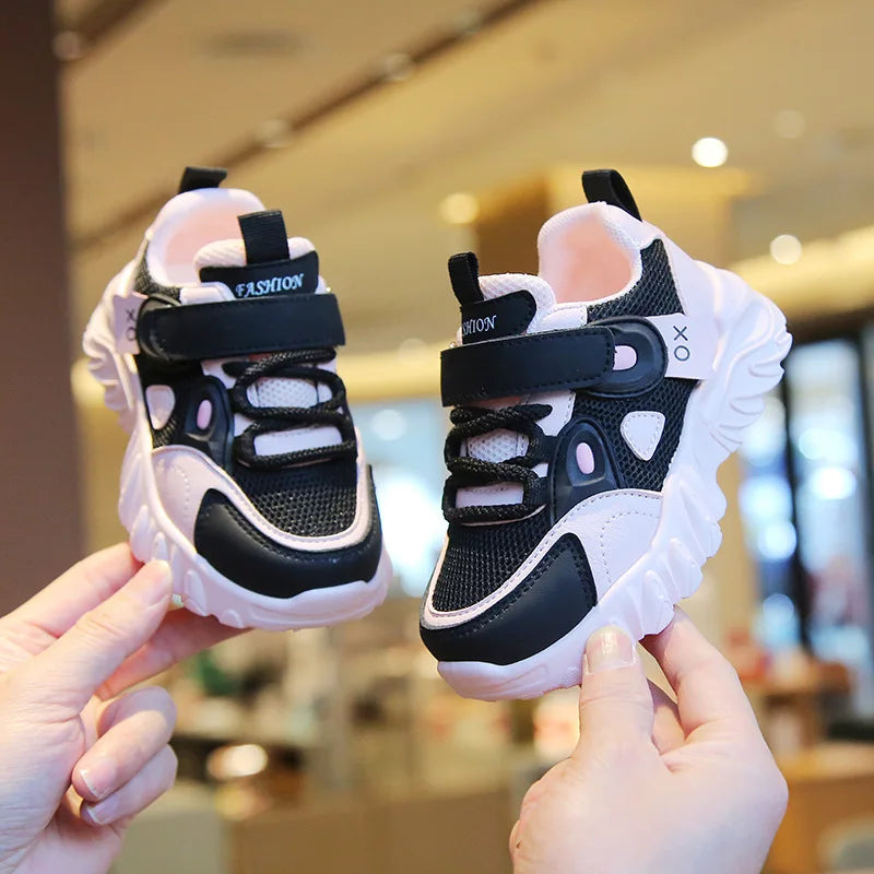 2025 New Spring Autumn Boys White Shoes Girls Breathable Mesh Casual Soft Sole Sneakers Kids Running Shoes Children Sports Shoes