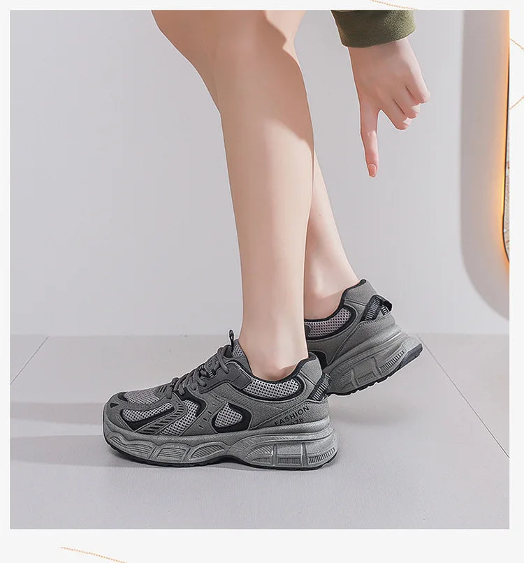 Women's Fashion Chunky Sneakers 2026 Spring Autumn New Platform Height Increase Shoes Comfortable Breathable Casual Sport Shoes