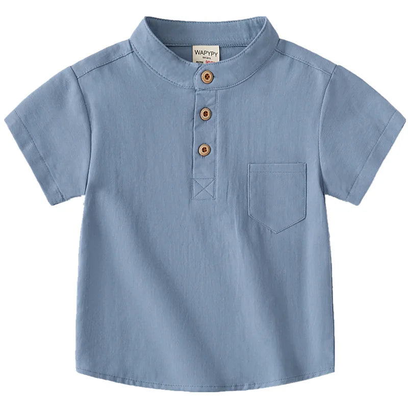 Mandarin Boys Summer Tshirts Fashion Toddler Tees Baby Shirts Cotton Kids Children's Clothes