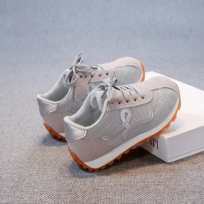 Children's Sneakers 3-18 Years Old Four Seasons Yellow Breathable Boys Girls Casual Shoes Gray Soft Non-slip Kids Running Shoes