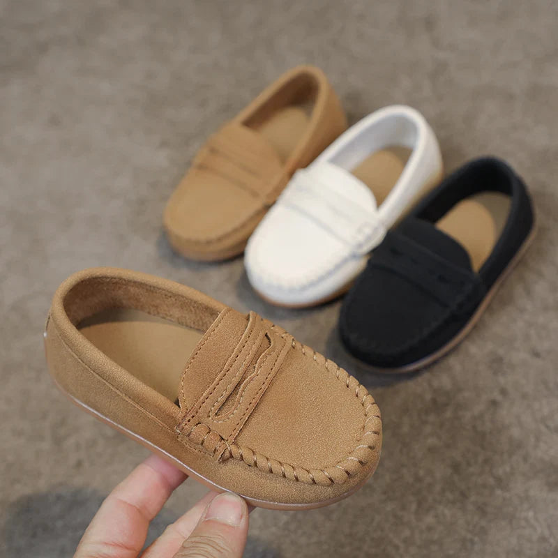 Boys Moccasins Shoes Fashion Solid Color Kids School Causal Shoes Breathable Non-slip Children Slip-on Flats Loafers Size 21-30