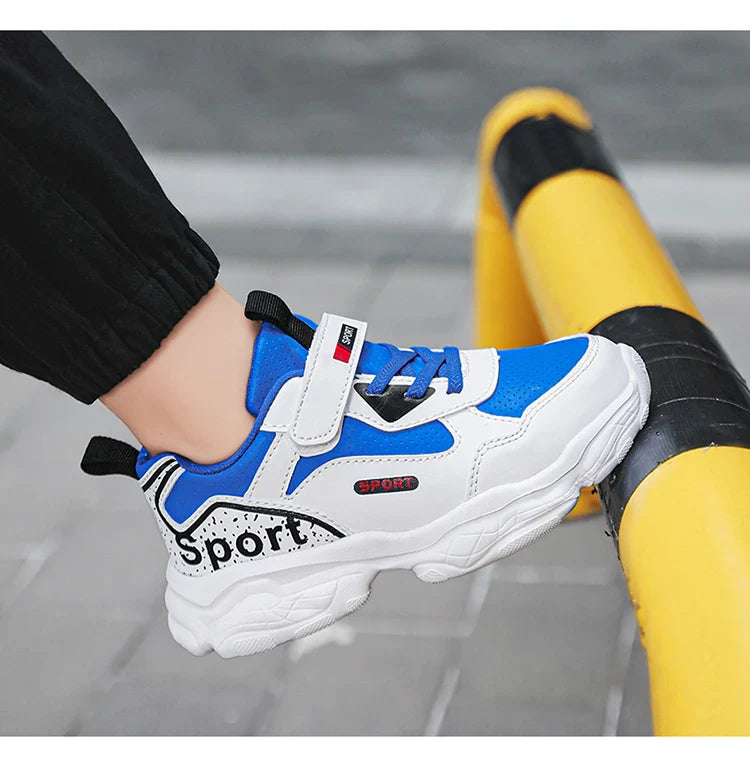 Boys Shoes Sneakers Leather Children Comfortable Flat Shoes Black White Shoes for Kids Girls School Walking Footwear Non Slip