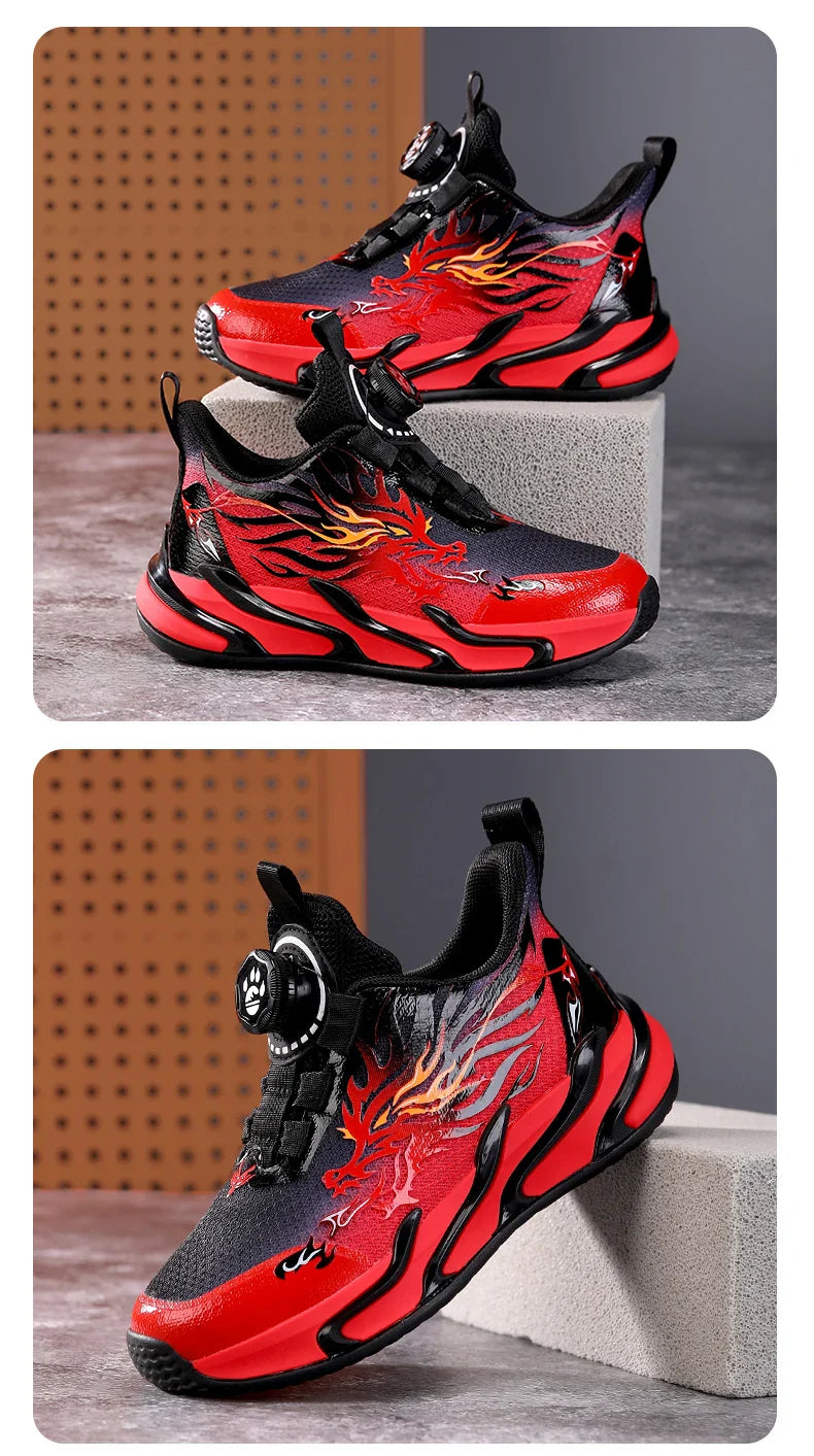 2025 New Children's Casual Sneakers Fashion Rotary Buckle Sports Shoes Kids Running Sneakers Spring Comfortable Boy Trainers