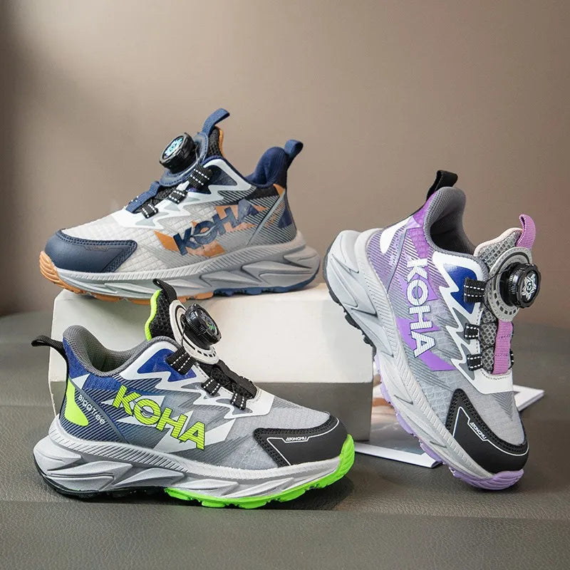 Boys Running Shoes with Rotating Buttons Breathable Comfortable Dad Sneakers Kids Sports Shoes for Autumn Season New Arrival