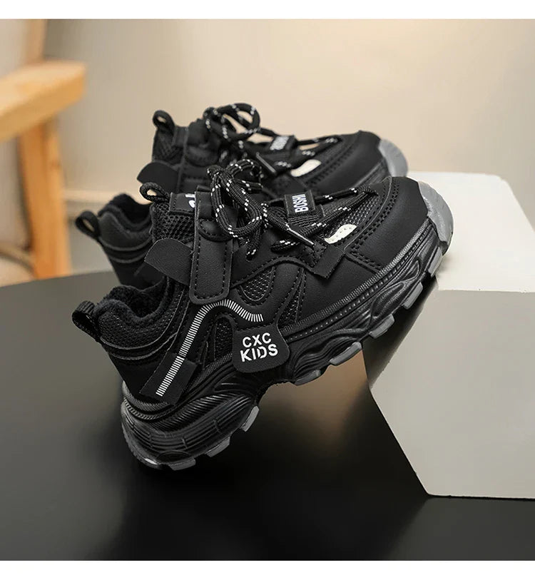 Boys Casual Shoes Non Slip Children Fashion School Walking Running Shoes Sport Kids Leather Sneakers Four Season Size 27-37