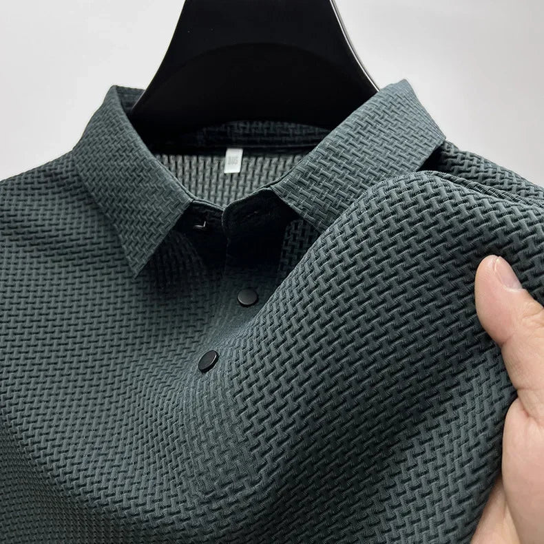 Brand Clothes Summer New Men's Short Sleeve T-shirt Ice Silk Cool and Breathable POLO Shirt Business Casual Sweat-absorbing Top  ( Available )