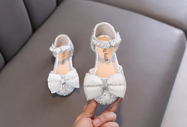 2026 Kids Shoes Summer for Girl Sandals Fashion Sequins Rhinestone Bow Girls Princess Shoe Soft Bottom