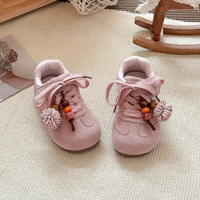 Girls Casual Sneakers 2025 Autumn New Toddler Flat Shoes Flower Children Retro Classic Fashion Non-slip Kids Running Sport Shoes