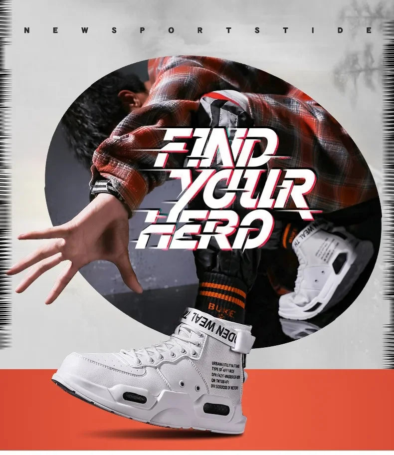 Mens Casual Sneakers High-tops Sneakers Trendy Boys Basketball Sports Tennis Shoes Outdoor Off-road Shoes Couple Sneakers