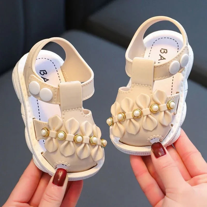 Infant Girls Sandals Summer Baby Shoes Can Make Sounds Cute Bow Princesses Kid Toddler Children Soft First Walkers