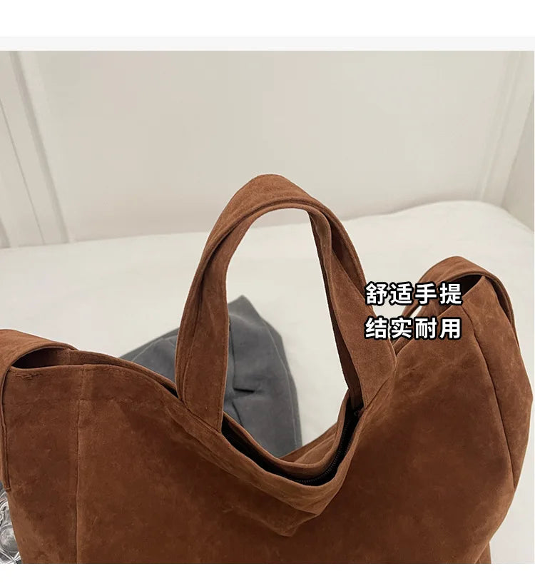 Women's Tote Bags 2025 New Fashion Suede Vintage Large Shoulder Crossbody Bag for Woman Korean Female Student Bookbag Handbags