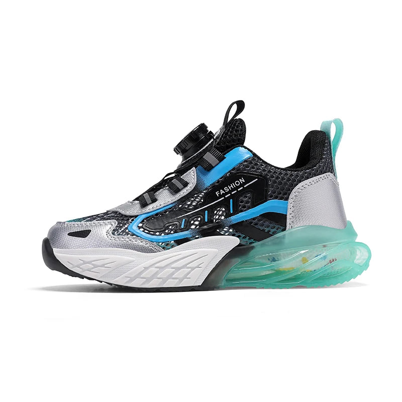 Children Fashion Sports Shoes Boys Girls Casual Rotary Buttons Outdoor Sneakers Breathable Soft Bottom Kids Mesh Running Shoes