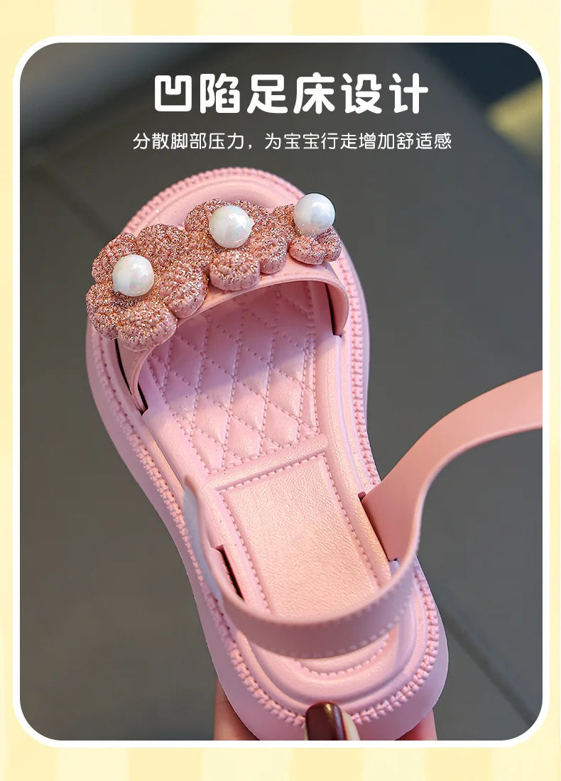 Outdoor Summer Versatile Girls Sandals Children Princess Shoes Casual School Kids Shoes Beach Sandals Children Students Kids