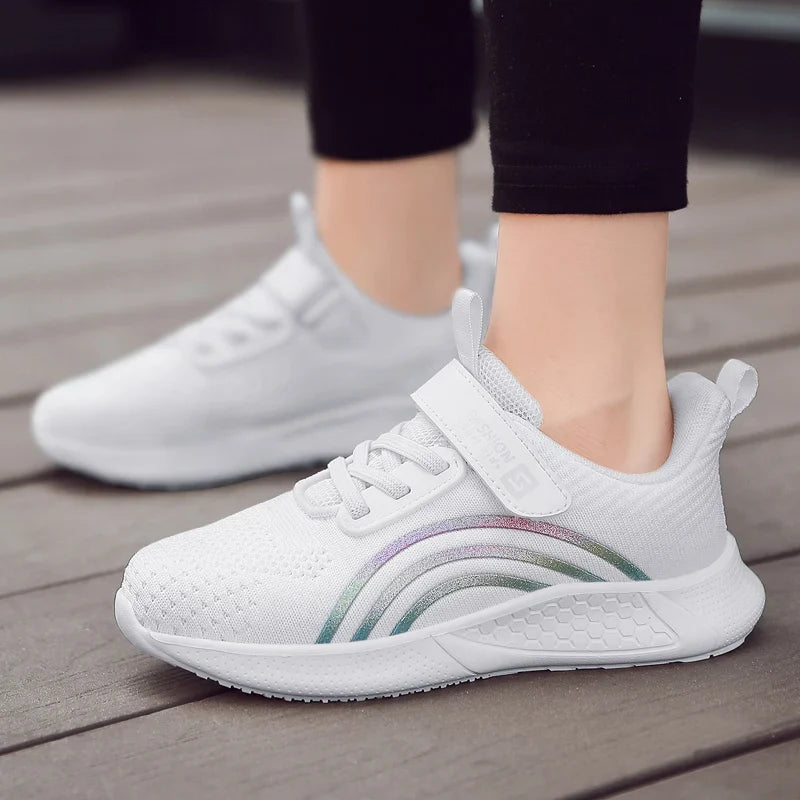 Girls Running Shoes Child White Mesh Sneakers Student Kids Summer Female Fashion Children Autumn Colorful Sport Shoes Light