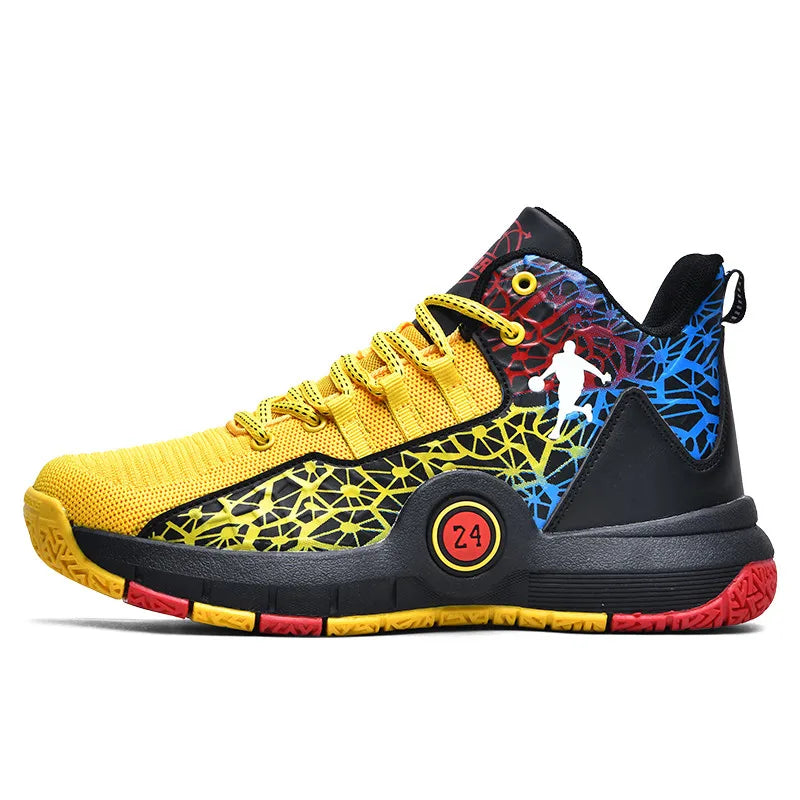 Hot Sale Cheap High Basketball Sneakers Men Women Fashion Printed Basketball Trainers Baskets Outdoor Platform Sport Shoes Boys