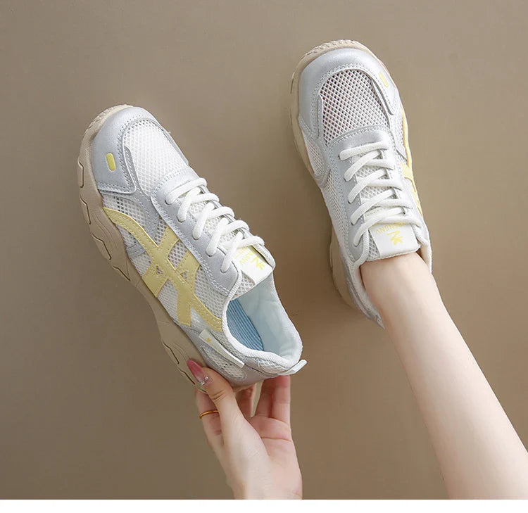 Women's Shoes Casual Platform Shoes Women Round Toe Lace-Up Tennis Vulcanized Sneakers New Style Korean Couple Elderly Shoes