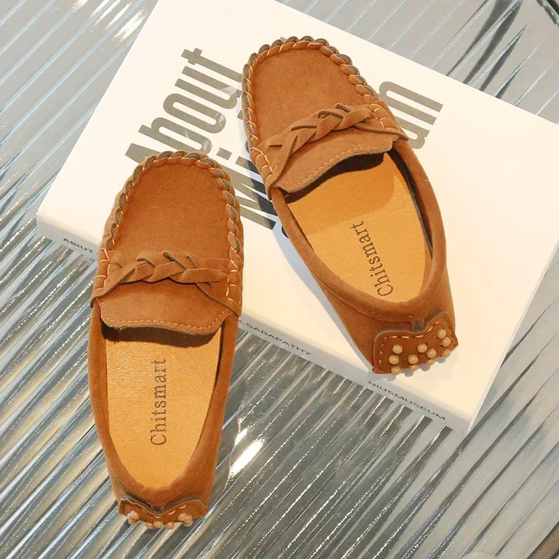 Boys Leather Shoes Fashion Kids Flats Loafers Slip-on Moccasins Classic Children Party Shoes 2024 Spring Autumn Soft Breathable