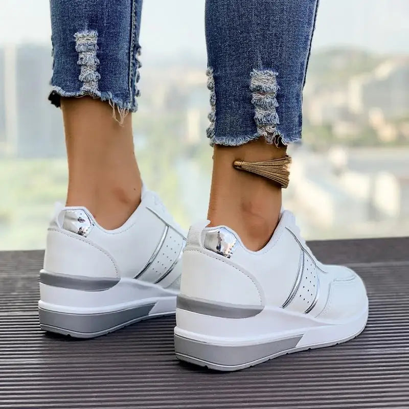 Women's White Wedge Sneakers Non Slip Comfortable Sports Shoes for Women Casual Outdoor Vulcanized Shoes Woman Walking Trainers