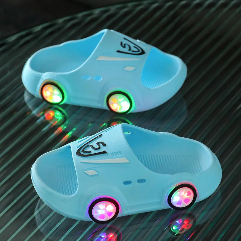 Child Summer Shoes LED Lights Slippers Boy Girl Luminous Slippers Baby Indoor Soft Bottom Sandals Kid Home Parent-child Sandals