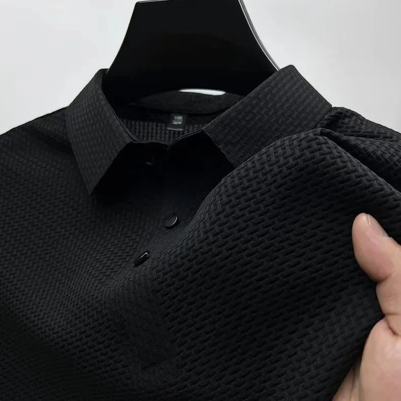 Brand Clothes Summer New Men's Short Sleeve T-shirt Ice Silk Cool and Breathable POLO Shirt Business Casual Sweat-absorbing Top  ( Available )