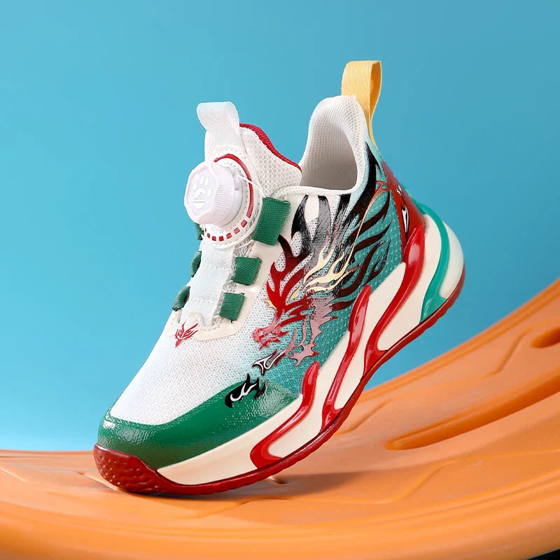 2025 New Children's Casual Sneakers Fashion Rotary Buckle Sports Shoes Kids Running Sneakers Spring Comfortable Boy Trainers