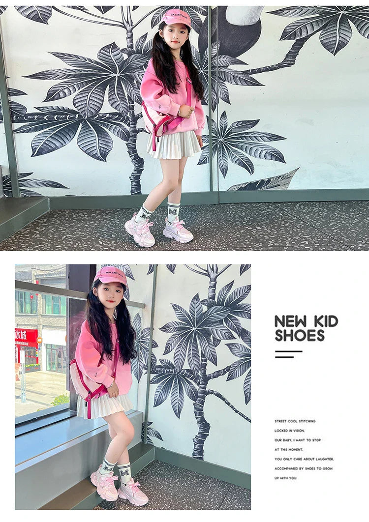 Fashion Versatile Sneakers for Girls 2026 New Autumn Toddler Running Shoes Soft Sole All-day Comfort Kids School Sports Sneakers
