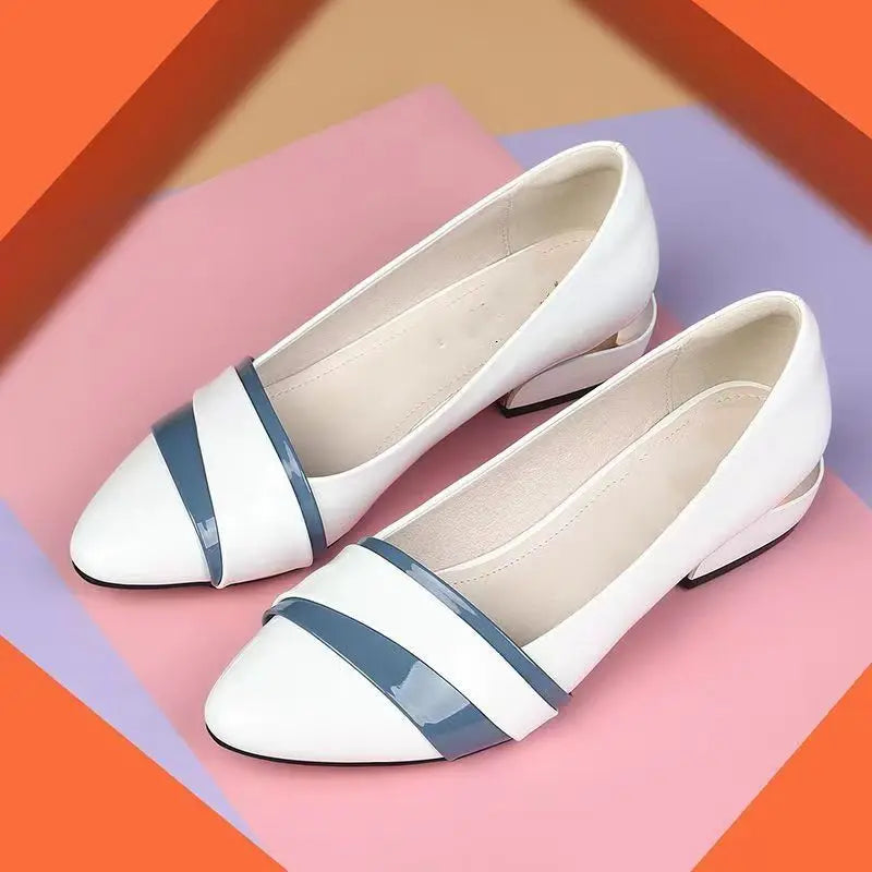 Woman Pumps Office Shoes For Women Pointed Toe Square Heels Low Heel Elegant Luxury Leather Casual Stylish With Premium A