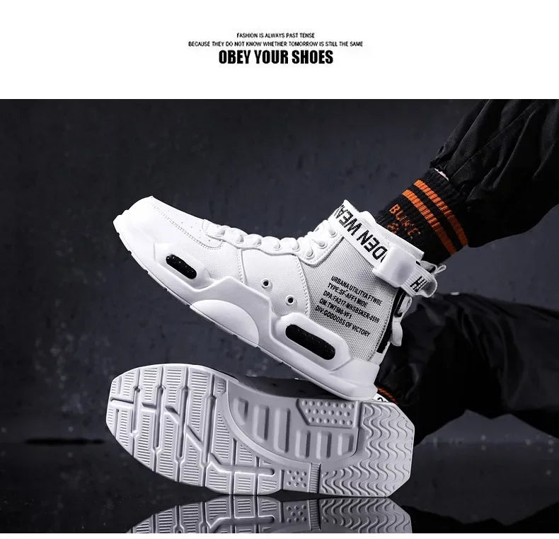 Mens Casual Sneakers High-tops Sneakers Trendy Boys Basketball Sports Tennis Shoes Outdoor Off-road Shoes Couple Sneakers