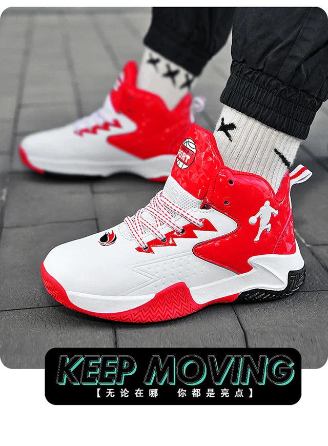 Fashion Basketball Shoes for Kids High-top Sneakers Children Casual Sports Shoes Ankle-protected Anti-slippery Gym Trainers Boys