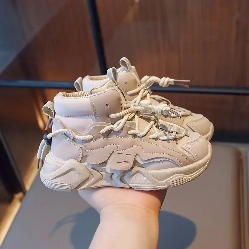 Spring Autumn Children's Sneakers Causal Boys Girls High-top Sneakers Simple Non-slip Breathable Kids School Basketball Shoes